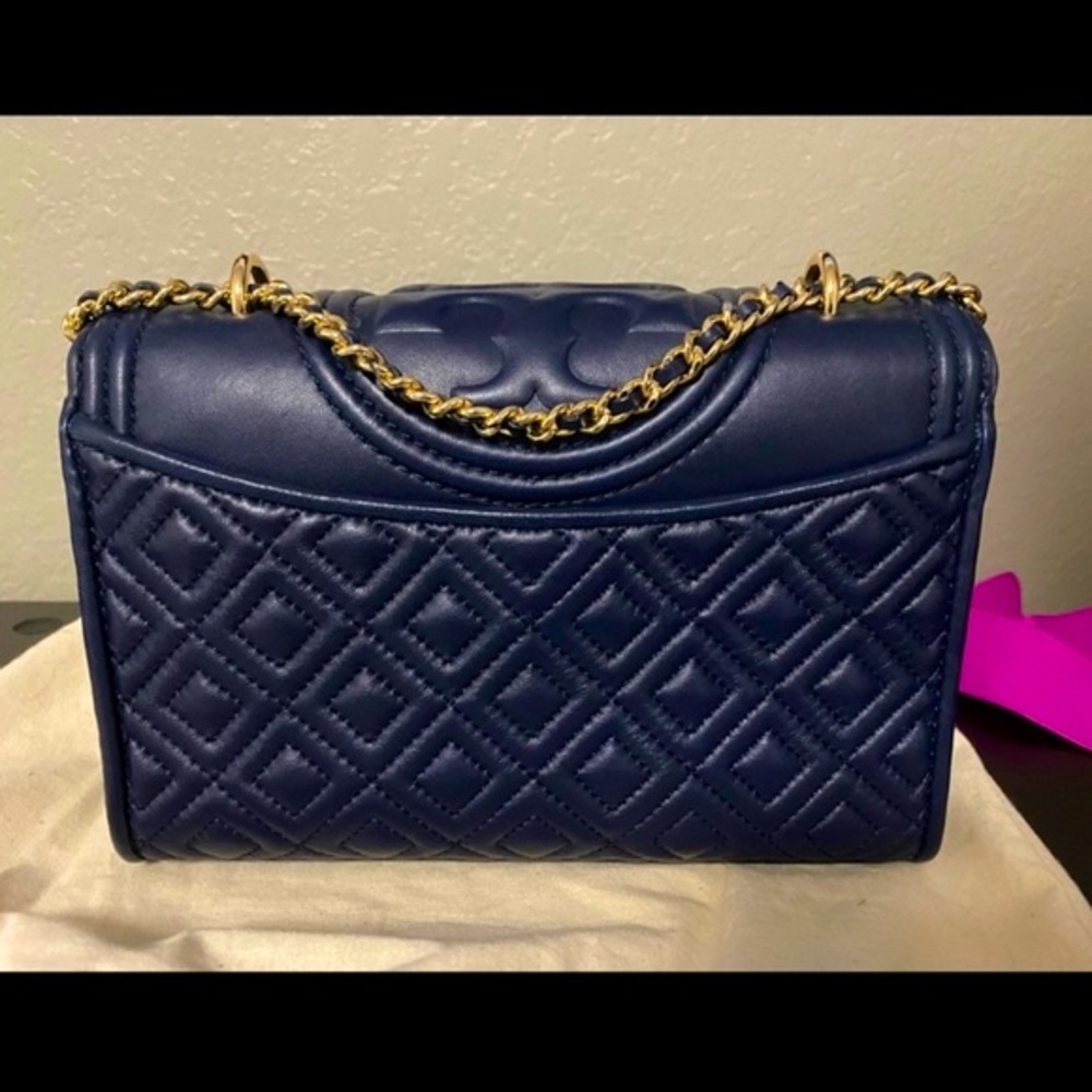 Tory Burch Fleming Small Convertible Crossbody Bag Navy Blue